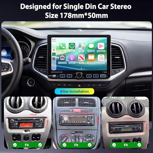 Hodozzy 7" HD IPS Touchscreen 1 Din Car Radio with Bluetooth 5.0 EQ Audio SWC Reverse Camera+USB/Type-C+Remote Control