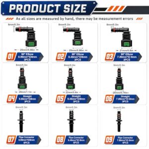 Hose Release Connect Straight Elbow Pipe Connector Fittings SAE 9.89mm 9.49mm 7.89mm 6.3mm