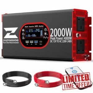 2000W/4000W Pure Sine Wave Inverter 12V to 240V AC Car Power inverter with LCD Display