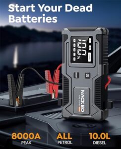 Safer Built-In Clip Car Battery Booster Jump Starter for 12V Vehicle (up to 9.0L Petrol & 7.0L Diesel Engines) with Boost Function