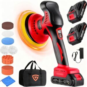6IN Cordless Car Polisher With 8 Variable Speeds 2800-5800RPM Car Polishing Machine With 21 Pcs For Car Detailing