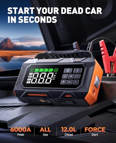 Car Battery Booster Jump Starter with Jump Leads (all Gas/12L Diesel)