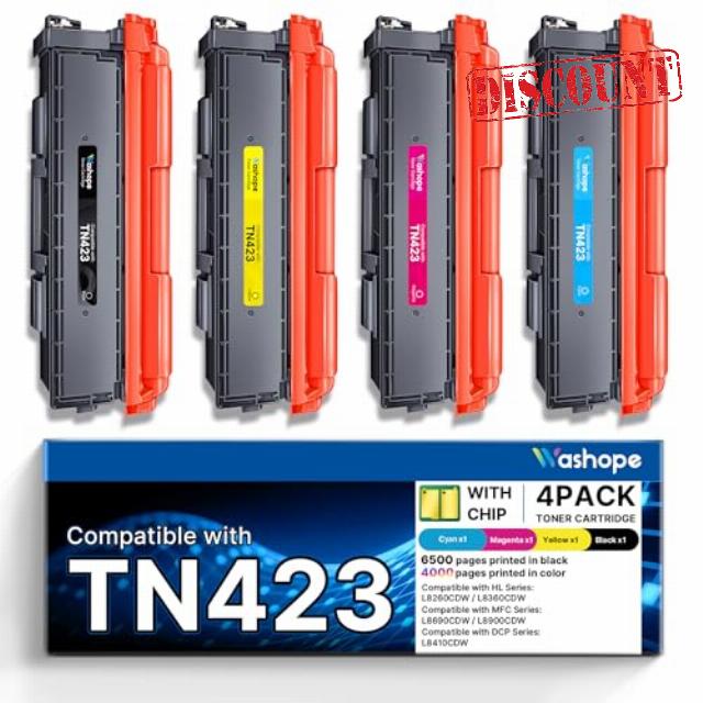 TN423 Toner Compatible for Brother TN-423 Toner Multipack TN-421 TN421 for Brother MFC-L8690CDW HL-L8260CDW HL-L8360CDW MFC-L8690CDW MFC-L8900CDW DCP-L8410CDW DCP-L8410CDN Printer (4-Pack)