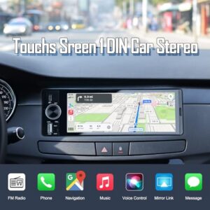 1 Din Car Radio with Wireless CarPlay & Android Auto