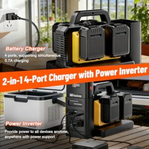 500W Power Inverter Pure Sine Wave 4-Ports Battery Charger