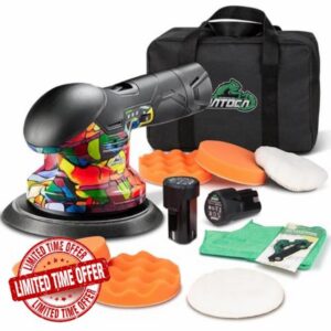 BATOCA S3 Cordless Car Polisher Buffer Sander Dual Action Polishing Machine with 2 2.0Ah Battery for Car Boat Motorcycle DIY Polish Buffing Clean 6inch Polishing Pads Polish Kit 6 Speeds 2500-5000RPM