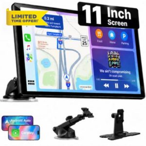 LAMTTO 2026 Upgrade 11 Inch Carplay Screen for Apple Car Play and Android Auto Car Portable Wireless Car Stereo for Car Audio Receivers with GPS Navigation