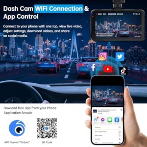 Dashcam WiFi/APP Control Car Camera Dash Cam W/ 64GB Card