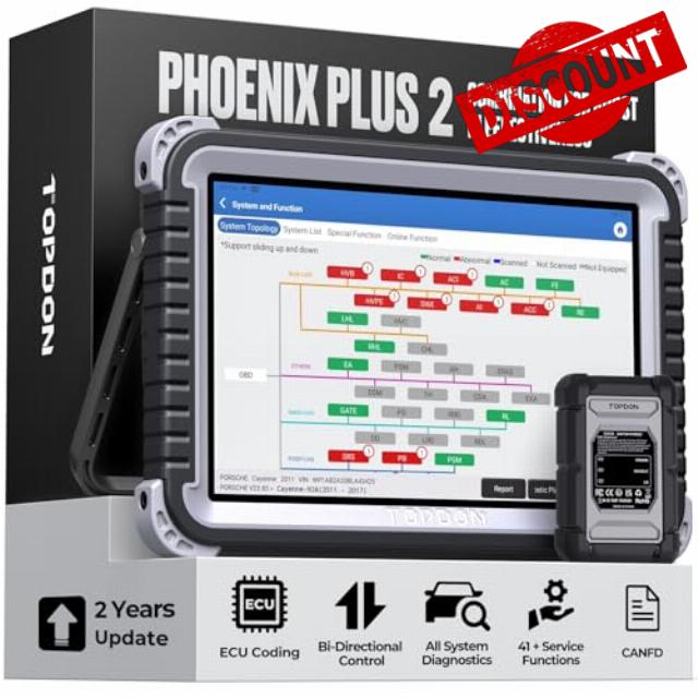 TOPDON Car Diagnostic Tool Phoenix Plus Advanced ECU Coding