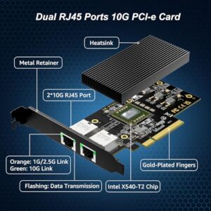 PCIE to 10Gb RJ45 Ethernet Adapter NIC Compatible with PCI Express X8