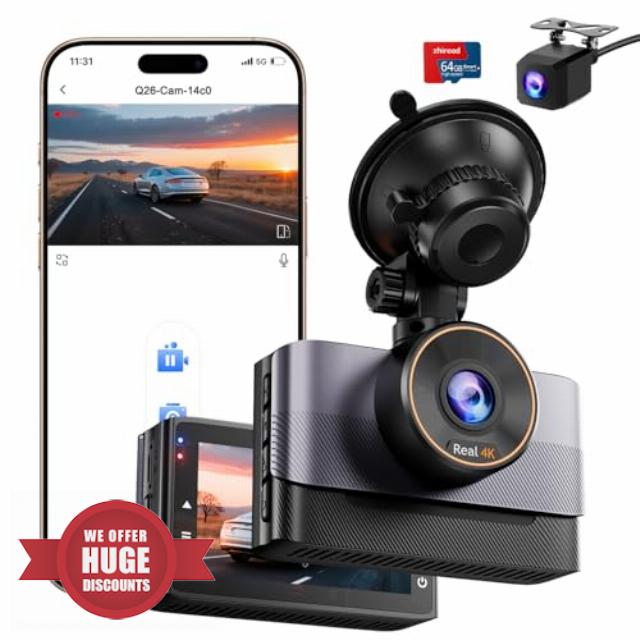 Dash Cam Front and Rear 4K+1080P