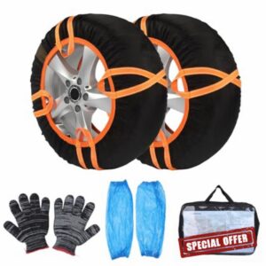 Snow Socks for Car Tyres – Textile Tyre Covers Alternative to Snow Chains with Anti-Slip Traction
