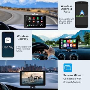 7" HD Touch Screen for Apple CarPlay Car Stereo Portable Live Navigation Mirror Link Music Video Player Siri/AirPlay/AUX