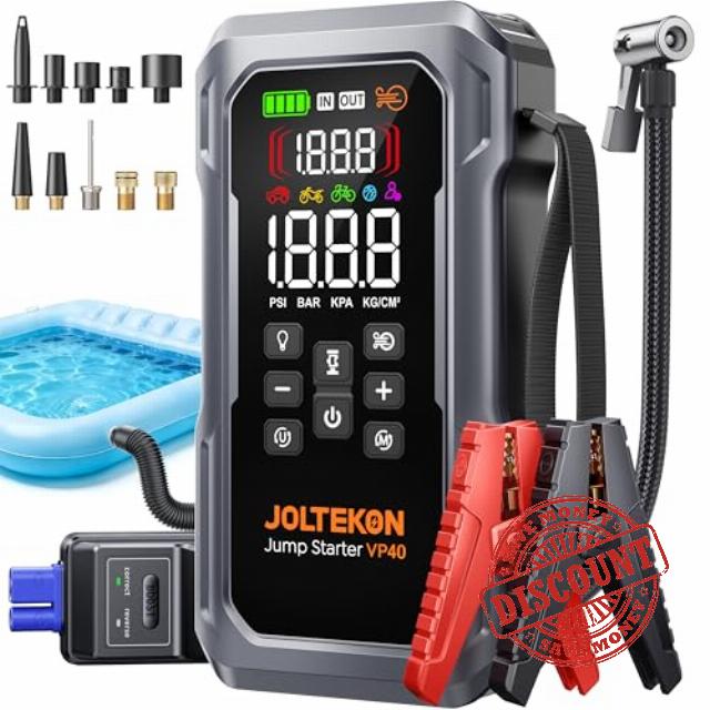 6000A 160PSI Jump Starter Power Pack with Air Compressor&Blower