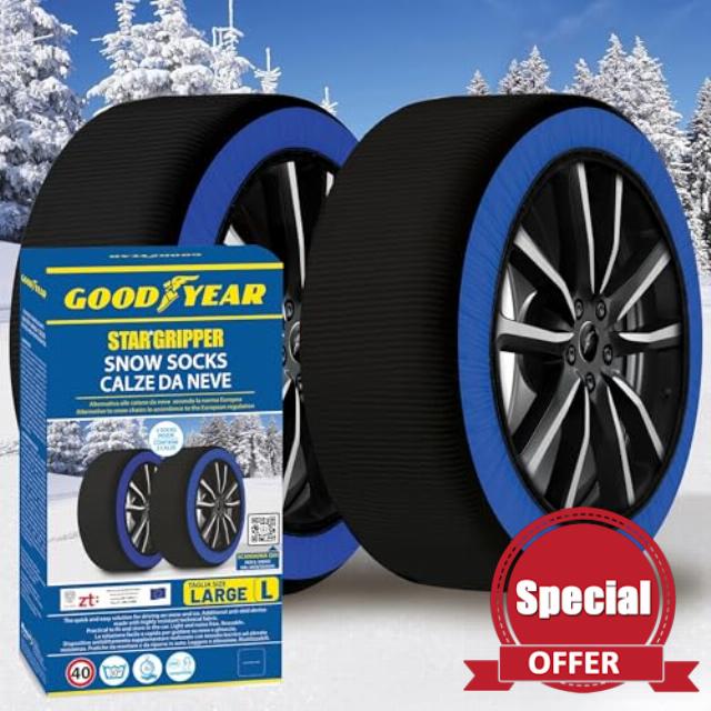 Goodyear Calze da Neve Star Gripper Omologate Italia EN 16662-1:2020 Due Catene da Neve in Tessuto per Auto