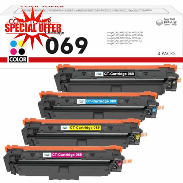 Cool Toner 069 069H Compatible Toner Cartridge for Canon i sensys MF752cdw 069 069H imageCLASS imageCLASS MF751Cdw MF753Cdw MF752Cdw MF756Cx LBP673Cdw LBP674Cx (Black Cyan Yellow Magenta