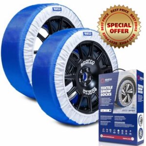 Sparco Textile Snow Chains Model Artika Size XL. Silent and Vibration-Free. Quick and Easy Installation. EN-16662-1 and ÖNORM V5121 Certified. ABS Compatible