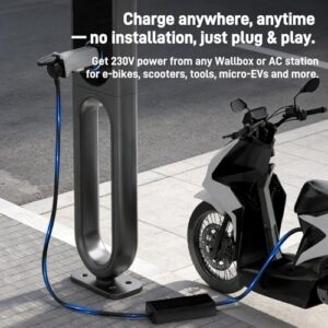 3 kW) | Type 2 Male Plug to UK Mains Socket (Type G) for E-Bike