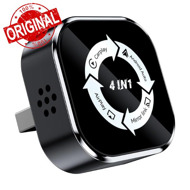 2026 upgraded 4-in-1 Wireless CarPlay Adapter compatible with iPhone and Android