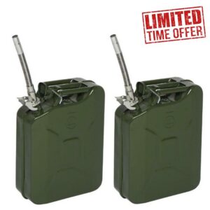 Karl home 2 x 20 L Metal Gas Can Fuel Tank Can with Flexible Spout