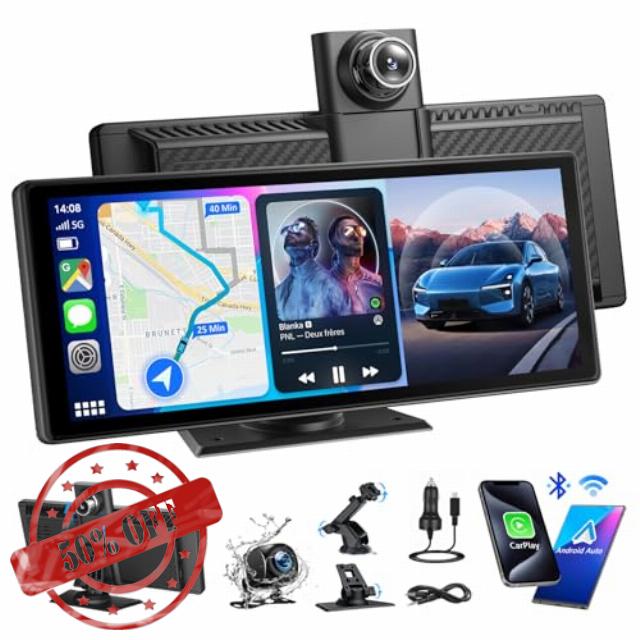 8.88" Wireless Portable Car Play Screen for Apple CarPlay & Android Auto