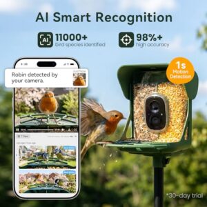 IP65 Waterproof Solar Powered Bird Feeder with 142° Wide Angle