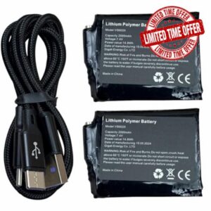 RST Heated Motorcycle Glove Batteries Set with Dual Charging Cable – Rechargeable Li-Ion Replacement Power Pack for Motorbike RST Paragon & All RST Heated Gloves