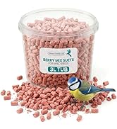 (1L Tub) Wild Bird Food Berry Mix Suet Pellets Premium Natural Feed for Robins Sparrows Garden Wi...