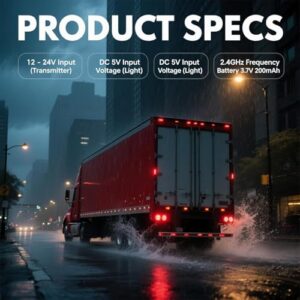 7 Pin Plug & USB-C 12-24V with Battery Display LED Tow Lights IP65 Waterproof Brake/Turn Signals for Trucks
