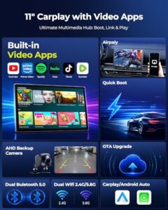Portable Apple Car Play & Android Auto with Backup Camera/Navigation/In-Cell Touchscreen/Voice Assistant/OTA/Bluetooth