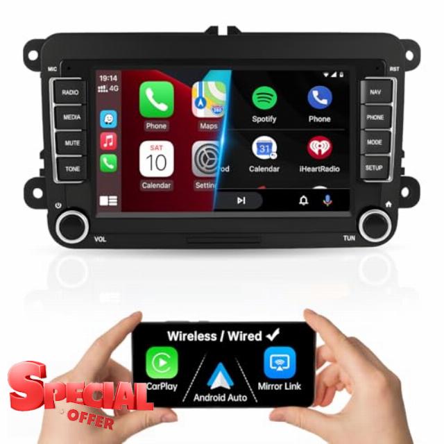 Ninetom 7'' Car Radio with Carplay & Android Auto for VW Golf 5/6