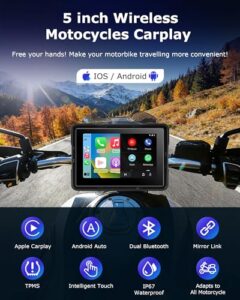 5 inch Wireless CarPlay and Android Auto for Motorbike