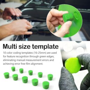 16-25mm Paint Protection Film Car Radar Hole Cutter Tool Reusable Precision PDC Sensor Cutter with 10 Precise Templates for Vehicle Parking Sensor Vinyl Wrap