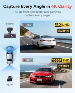 2160P/FHD Car Dash Camera with 64GB Card