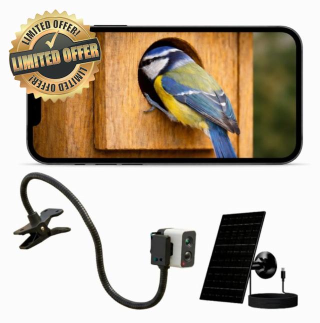 Bird Box Camera WiFi 4MP – Solar Birdhouse Camera for Nest Box Entrance Monitoring