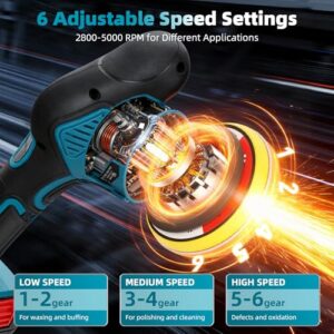 6 Variable Speeds (MAX 5500RPM) for Scratch Detailing