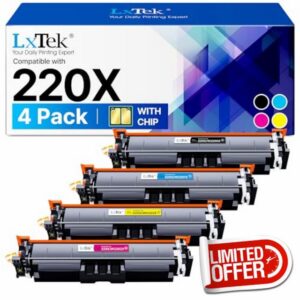 LxTek 220X 220A Toner Cartridge: With Chip Compatible for HP 220X with HP Color Laserjet Pro MFP 4302dw 4302fdw 4302fdn 4202dn 4202dw W2200X W2201X W2202X W2203X Print