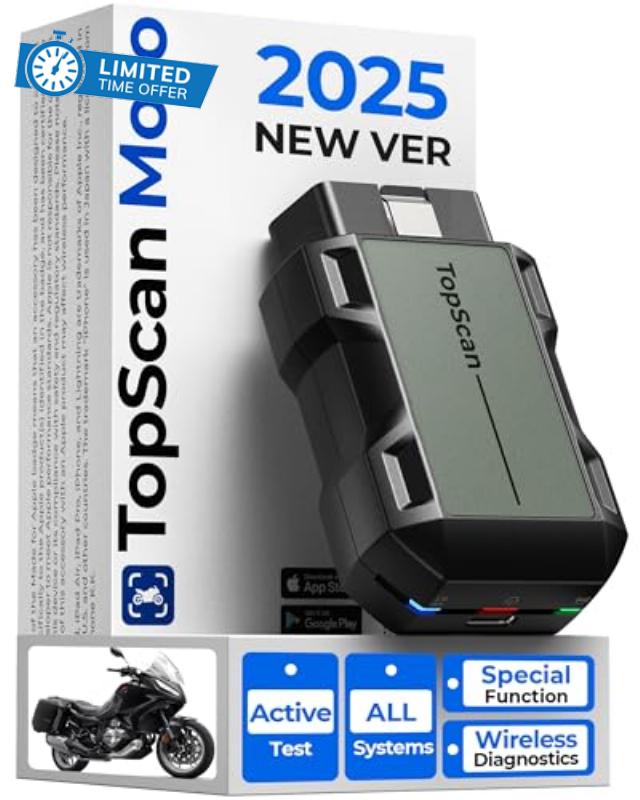 TOPDON TopScan Motocycle OBD2 Scanner for Harley/Ducati/BMW/Yamaha/Suzuki | Also for Honda/Kawasaki