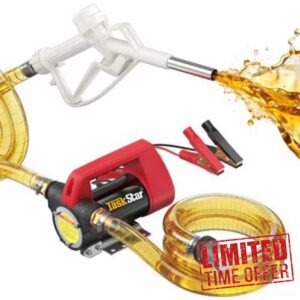 TaskStar 12V Fuel Transfer Pump Kit: 50L/Min Electric Diesel Transfer Pump with Fuel Nozzle