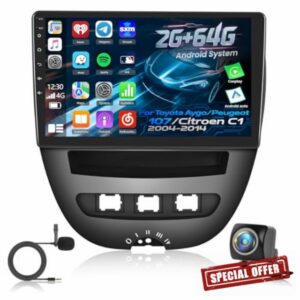 [2GB+64GB] Android Car Radio for Toyota Aygo/Peugeot 107/Citroen C1 2004-2014 with Wireless Carplay and Android Auto
