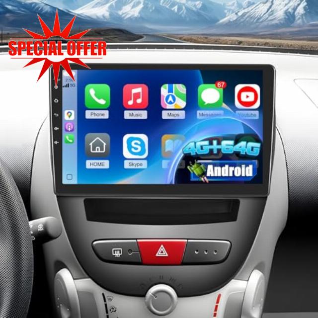 4+64G 10 inch Screen for Toyota Aygo/Peugeot 107 / Citroen C1 Radio 2005-2014