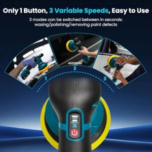 3 Variable Speed Orbital Polisher with 21pcs Accessories for Polishing/Waxing/Scratch Removing (Battery Not Included)