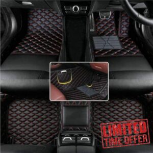 Custom Car Floor Mats for Mercedes-Benz A B C E G CL CLA CLE CLK CLS ML AMG-GT EQA EQB EQC EQE EQS GLA GLB GLC GLK GLS SL SLC SLK S R Luxury Carpets Waterproof Car Mats (Black Red)