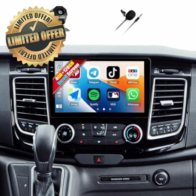 4G+128G Car Radio for Ford Transit Custom 2020-2024 (w/OEM Display) Wireless CarPlay Android Auto Android 15 Car Stereo with 10 Inch 1280 * 720 in-Cell Touchscreen Bluetooth FM GPS Backup Camera