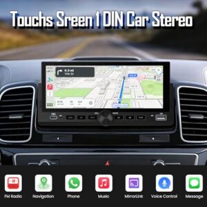 1 Din Car Radio with Wireless CarPlay & Android Auto