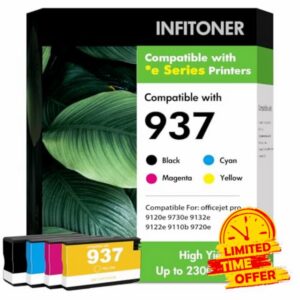 937 937XL 9720e 9730e Ink Cartridges Multipack Replacement for HP937 Ink Cartridges for HP 937 937e for HP OfficeJet Pro 9720e 9730e 9110b 9120e 9130b 9122e 9720b 9130b 9720 9730 Printers