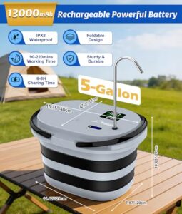 [Innovative Leak-Proof Bucket + Pump in One] [13000mAh] Rechargeable Shower