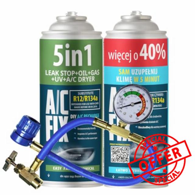 AC FIX 5-in-1 – R134a + R134a XL + Hose