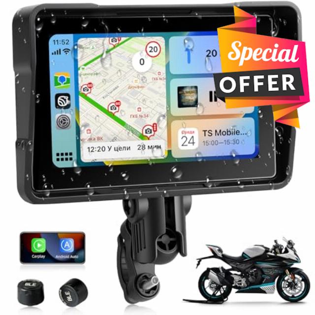 Jansite Motorcycle CarPlay Screen with TPMS