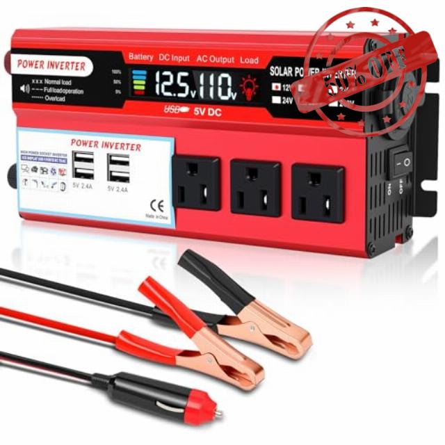 ALSO GO 1000W Power Inverter 12V/24V DC to 110V AC Car Inverter with LCD Display